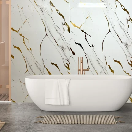 Gold White Marble Shower Panels