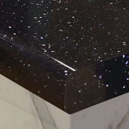 black sparkle kitchen worktops