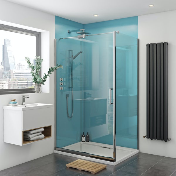 aqua blue shower panels